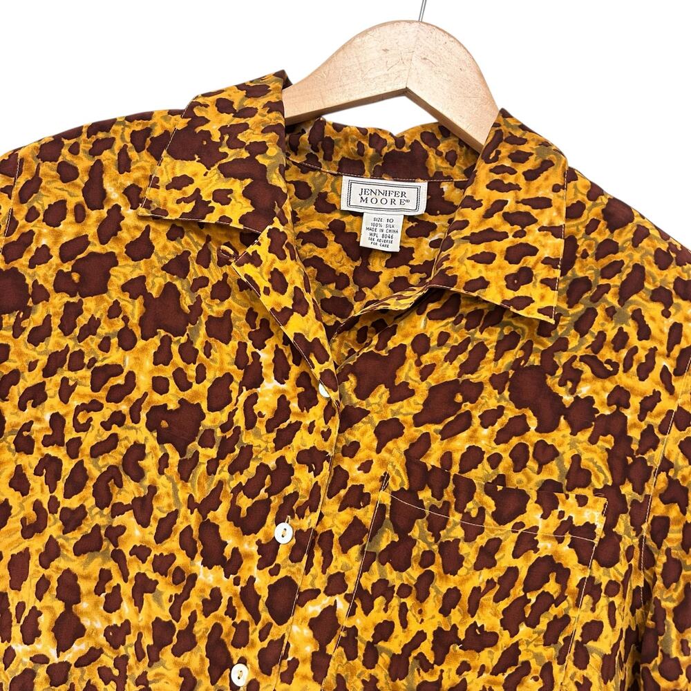 Vintage Jennifer Moore Leopard Print Silk Blouse & Skirt Sz 10